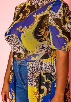 Plus Size Multi Print Chiffon High Low Top -Asoph Sales Shop 2020951 001 4