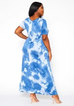 Plus Size Tie Dye V-Neck Short Sleeve Maxi Dress -Asoph Sales Shop 2020960 001 4