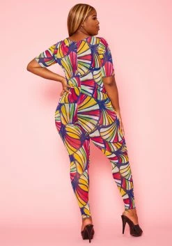Plus Size Abstract Print Cut Out Jumpsuit -Asoph Sales Shop 2020967 001 3