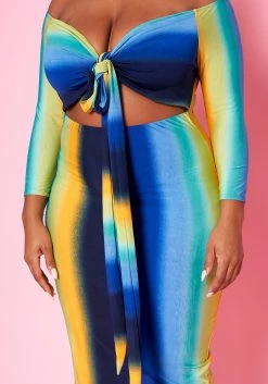 Plus Size Gradient Print Tie Front Bodycon Dress -Asoph Sales Shop 2020972 002 5