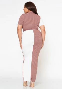 Plus Size Color Block Crop Top & Skirt Set -Asoph Sales Shop 2020974 003 3