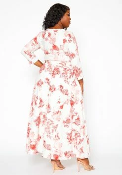 Plus Size Antique Floral Print Crop Top & Maxi Skirt Set -Asoph Sales Shop 2020990 001 5