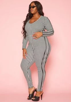 Plus Size Houndstooth Plaid Jumpsuit -Asoph Sales Shop 2021000 001 3