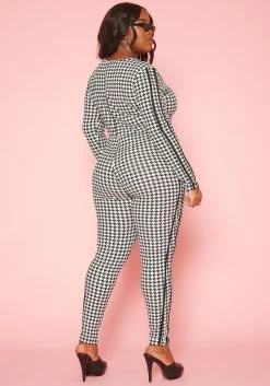Plus Size Houndstooth Plaid Jumpsuit -Asoph Sales Shop 2021000 001 4