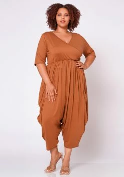 Plus Size Short Sleeve Harem Jumpsuit -Asoph Sales Shop 2021019 001 3