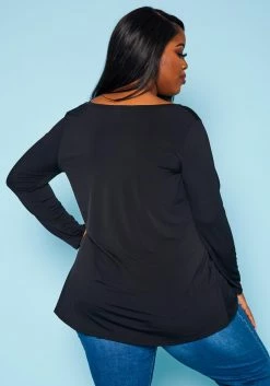 Plus Size V Neck Long Sleeve Top -Asoph Sales Shop 2021063 001 3
