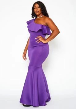 Plus Size One Shoulder Mermaid Maxi Dress -Asoph Sales Shop 2021065 001 4