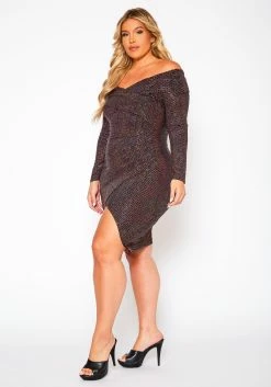 Plus Size Sequin Off Shoulder Midi Dress -Asoph Sales Shop 2021091 001 3
