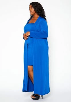 Plus Size Solid Tube Dress & Duster Cardigan Set -Asoph Sales Shop 2021100 001 2