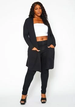 Plus Size Long Sleeve Slouchy Open Cardigan -Asoph Sales Shop 2021102 001 3