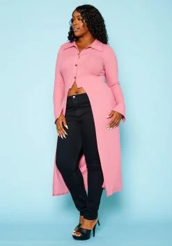 Plus Size Split Front Duster Cardigan -Asoph Sales Shop 2021108 001 2