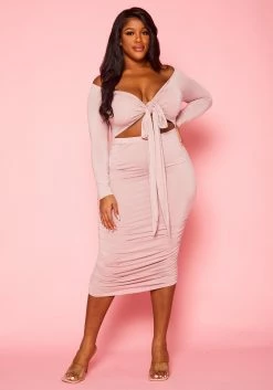 Plus Size Off Shoulder Cross Wrap Midi Dress -Asoph Sales Shop 2021111 004 1