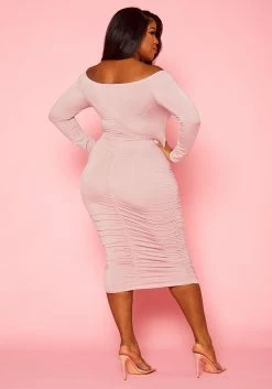 Plus Size Off Shoulder Cross Wrap Midi Dress -Asoph Sales Shop 2021111 004 4