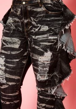 Plus Size Acid Washed Ruffle Hem Denim Jeans -Asoph Sales Shop 2021117 001 5