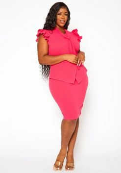 Plus Size Tie Front Ruffle Trim Sleeveless Dress -Asoph Sales Shop 2021123 004 2