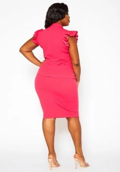 Plus Size Tie Front Ruffle Trim Sleeveless Dress -Asoph Sales Shop 2021123 004 4