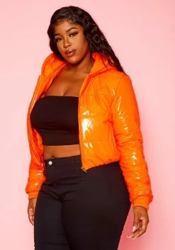 Plus Size PU Faux Leather Puffer Coat -Asoph Sales Shop 2021130 003 2