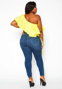 Plus Size Asymmetric Hem One Sleeve Crop Top -Asoph Sales Shop 2021131 002 5