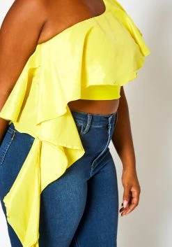 Plus Size Asymmetric Hem One Sleeve Crop Top -Asoph Sales Shop 2021131 002 6
