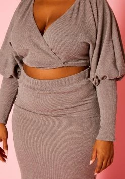 Plus Size Ribbed Knit Crop Top & Skirt Set -Asoph Sales Shop 2021132 001 4