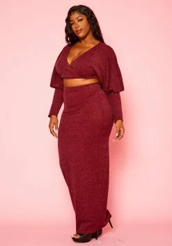 Plus Size Ribbed Knit Crop Top & Skirt Set -Asoph Sales Shop 2021132 002 2
