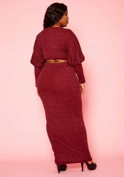 Plus Size Ribbed Knit Crop Top & Skirt Set -Asoph Sales Shop 2021132 002 3