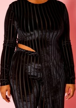Plus Size Velvet Striped Asymmetric Top & Legging Set -Asoph Sales Shop 2021137 001 5