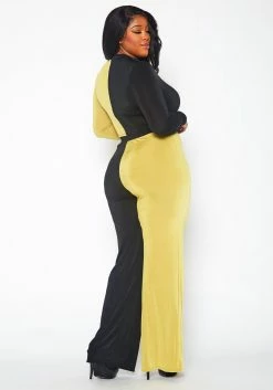 Plus Size Color Block Long Sleeve Top & Pants Set 10 Plus Size Color Block Long Sleeve Top & Pants Set -Asoph Sales Shop 2021139 002 4