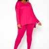 Plus Size V Neck Long Sleeve Top & Legging Set