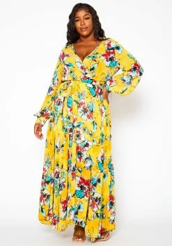 Plus Size Floral Print Flare Maxi Dress -Asoph Sales Shop 2021146 001 2