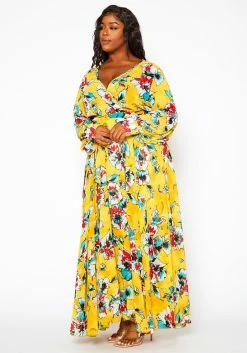 Plus Size Floral Print Flare Maxi Dress -Asoph Sales Shop 2021146 001 3