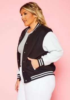 Plus Size Varsity Bomber Jacket -Asoph Sales Shop 2021148 001 3