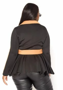 Plus Size Notch Collar Peplum Flare Top -Asoph Sales Shop 2021157 002 4