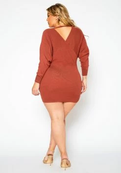 Plus Size Ribbed Knit Dolman Sleeve Mini Dress -Asoph Sales Shop 2021158 002 4