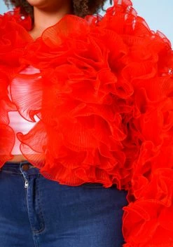 Plus Size Organza Tiered Ruffle Long Sleeve Jacket -Asoph Sales Shop 2021170 003 6