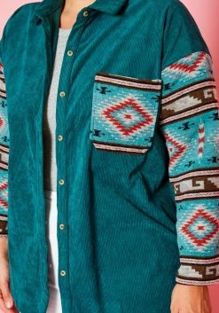 Plus Size Aztec Print Ribbed Jacket -Asoph Sales Shop 2021172 001 5