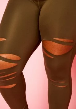 Plus Size High Waist Slit Hem Leggings -Asoph Sales Shop 2021187 002 5