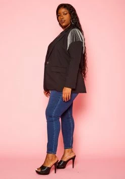 Plus Size Tassel Shoulder Hem Notch Collar Blazer -Asoph Sales Shop 2021249 001 3