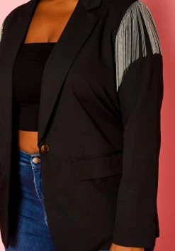 Plus Size Tassel Shoulder Hem Notch Collar Blazer -Asoph Sales Shop 2021249 001 5
