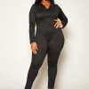 Plus Size Long Sleeve Bodycon Jumpsuit