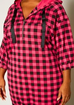 Plus Size Checkered Print Hooded Mini Dress -Asoph Sales Shop 2021257 002 5
