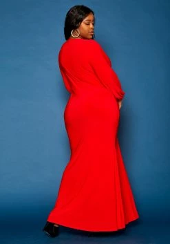 Plus Size Long Sleeve Mermaid Flare Gown -Asoph Sales Shop 2021276 002 4