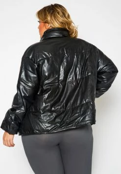 Plus Size Faux Leather Puffer Jacket -Asoph Sales Shop 2021304 001 4