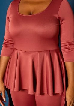 Plus Size High Low Peplum Top & Pants Set -Asoph Sales Shop 2021307 002 5