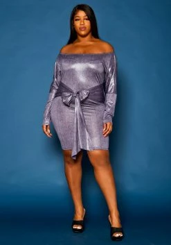 Plus Size Off Shoulder Snake Pattern Mini Dress
