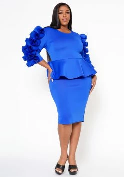Plus Size Ruffle Hem Peplum Dress -Asoph Sales Shop 2021315 008 1