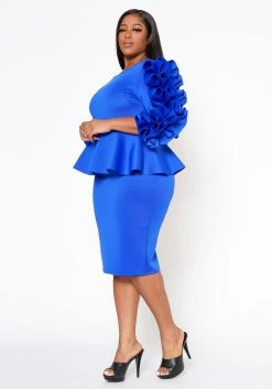 Plus Size Ruffle Hem Peplum Dress -Asoph Sales Shop 2021315 008 2