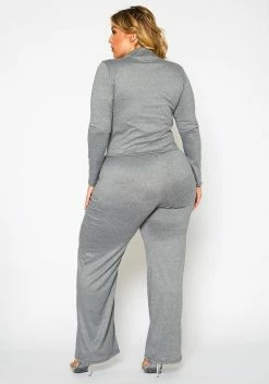Plus Size Casual Long Sleeve & Flare Pants Set -Asoph Sales Shop 2021325 003 3