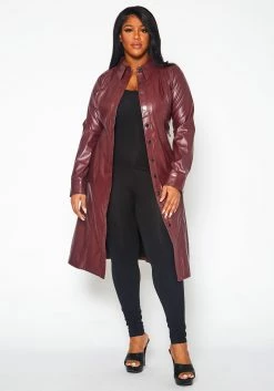 Plus Size Faux Leather Button Front Dress 16 Plus Size Faux Leather Button Front Dress -Asoph Sales Shop 2021330 002 0