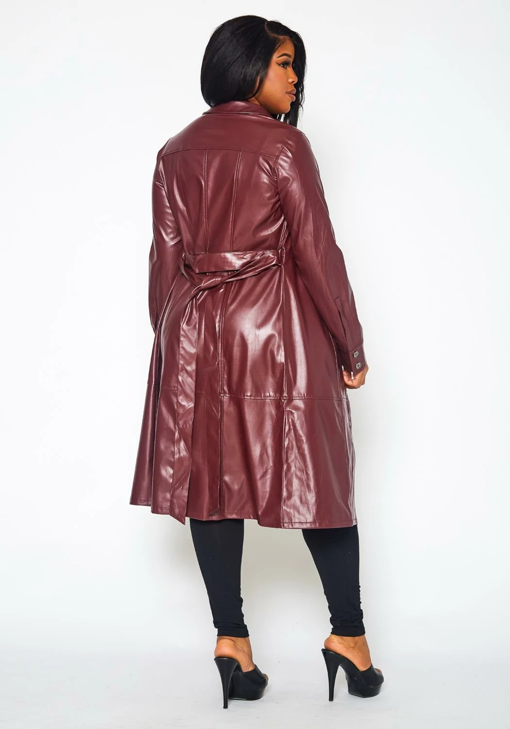 Plus Size Faux Leather Button Front Dress 10 Plus Size Faux Leather Button Front Dress - Image 10